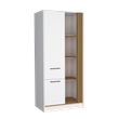 Pemberly Row Tall Double Door Wardrobe Armoire with Shelves in Beige