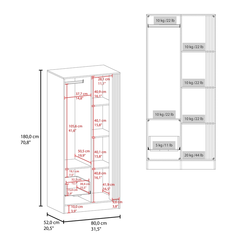 Pemberly Row Tall Double Door Wardrobe Armoire with Shelves in Beige