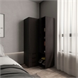 Pemberly Row Corner Wardrobe Armoire with Double Doors in Black