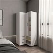 Pemberly Row Corner Wardrobe Armoire with Double Doors in White