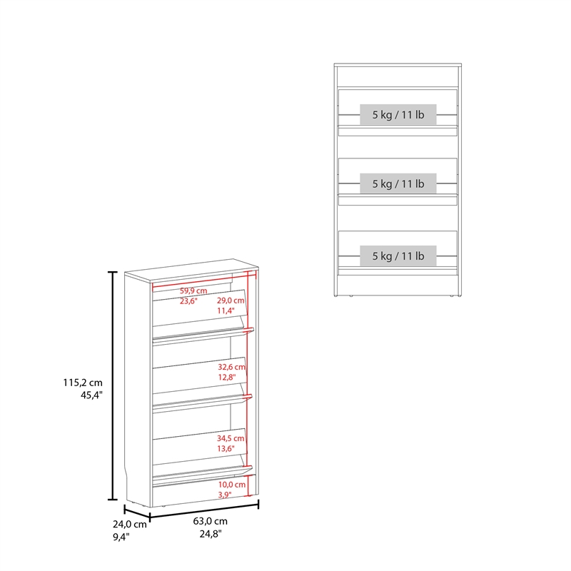 Pemberly Row 3 Tier Pull Down Shoe Cabinet 45in High in Black
