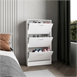 Pemberly Row 3 Tier Pull Down Shoe Cabinet 45in High in White