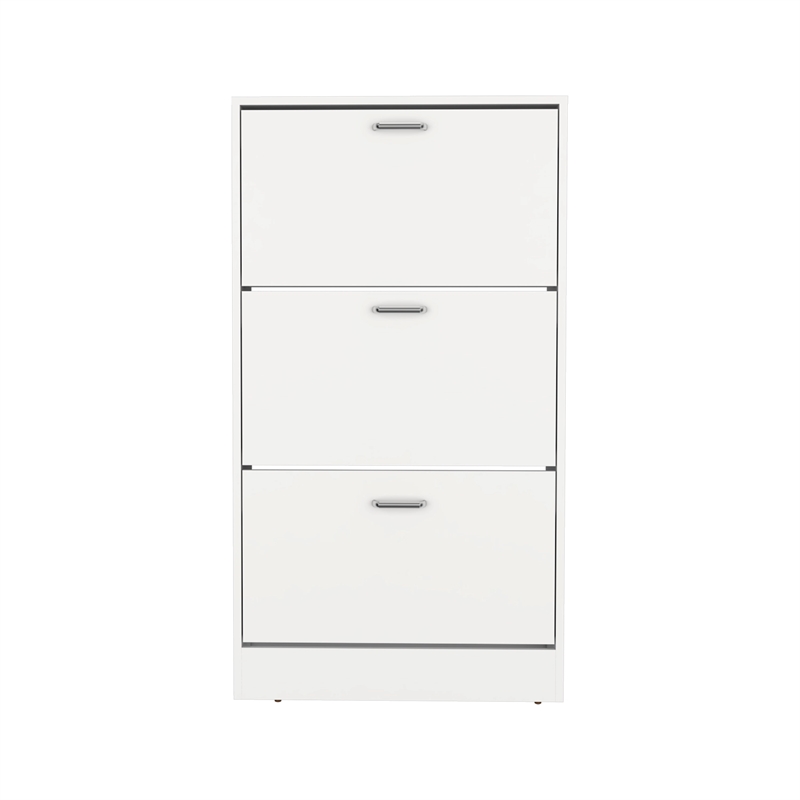 Pemberly Row 3 Tier Pull Down Shoe Cabinet 45in High in White