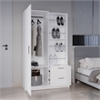 Pemberly Row 71in Mirror One Door Wardrobe Armoire in Bright White