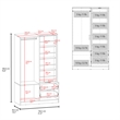 Pemberly Row 71in Mirror One Door Wardrobe Armoire in Bright White