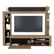 Pemberly Row Entertainment Center TV Stand in Natural Oak and Black