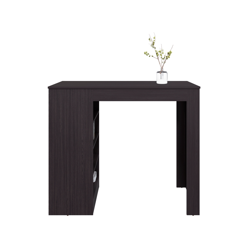 Pemberly Row Counter Height Table with Open Shelves in Black