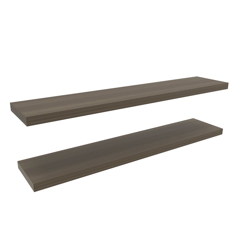 Pemberly Row 47in Modern Floating Wall Shelves Set of 2 in Olive