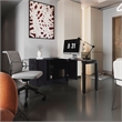 Pemberly Row Rotatable Office Desk with Storage 72in Wide in Black