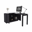 Pemberly Row Rotatable Office Desk with Storage 72in Wide in Black