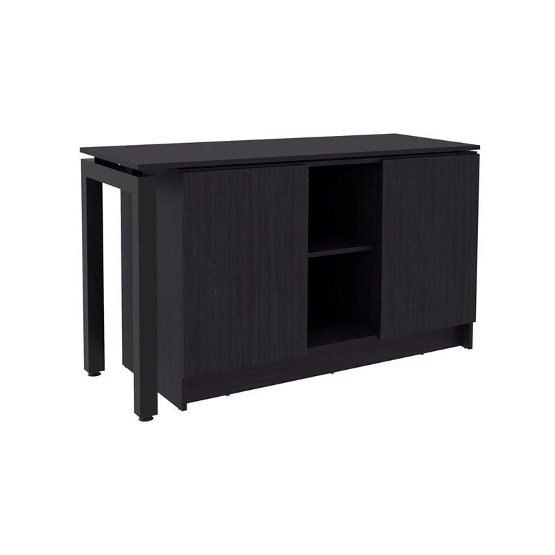 Pemberly Row Rotatable Office Desk with Storage 72in Wide in Black