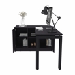 Pemberly Row Rotatable Office Desk with Storage 72in Wide in Black
