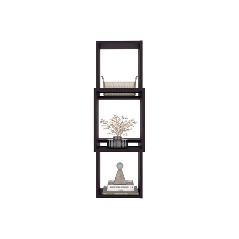 Pemberly Row 6 Cube Wall Mounted Floating Storage Shelf in Black