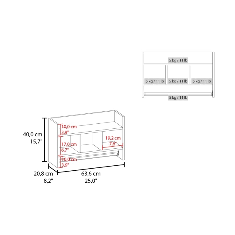 Pemberly Row Bathroom Wall Storage Shelf with Towel Bar in White
