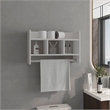 Pemberly Row Bathroom Wall Storage Shelf with Towel Bar in White