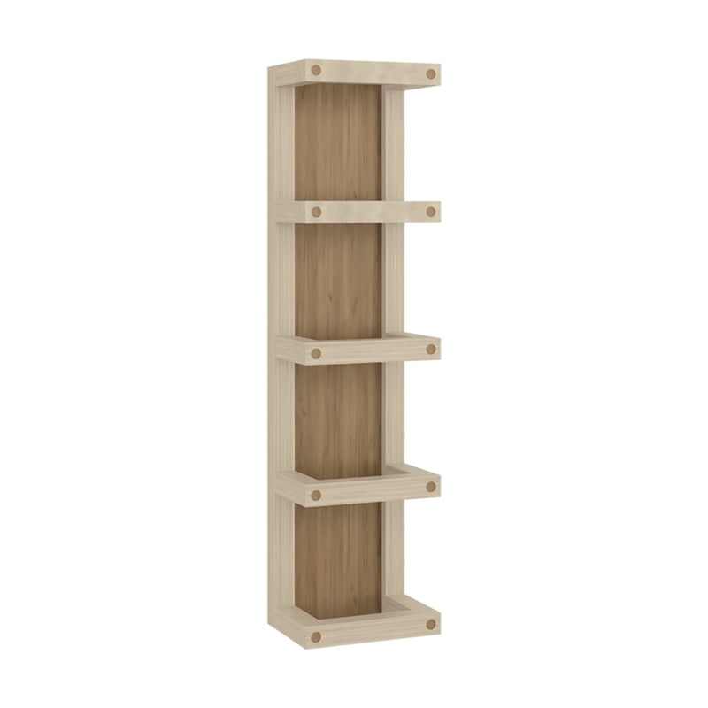 Pemberly Row 5 Tier Wall Mounted Bathroom Towel Rack in Natural Oak