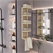 Pemberly Row 5 Tier Wall Mounted Bathroom Towel Rack in Natural Oak