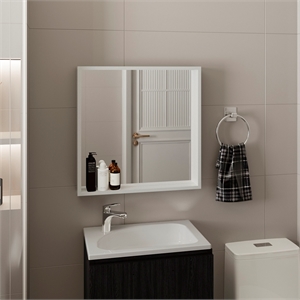 Pemberly Row Bathroom Mirror Medicine Cabinet with Shelves in White