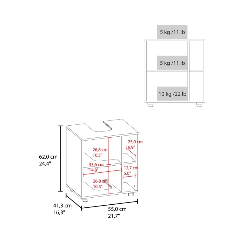 Pemberly Row Under Sink Storage Cabinet with Side Shelves in Multi-Color