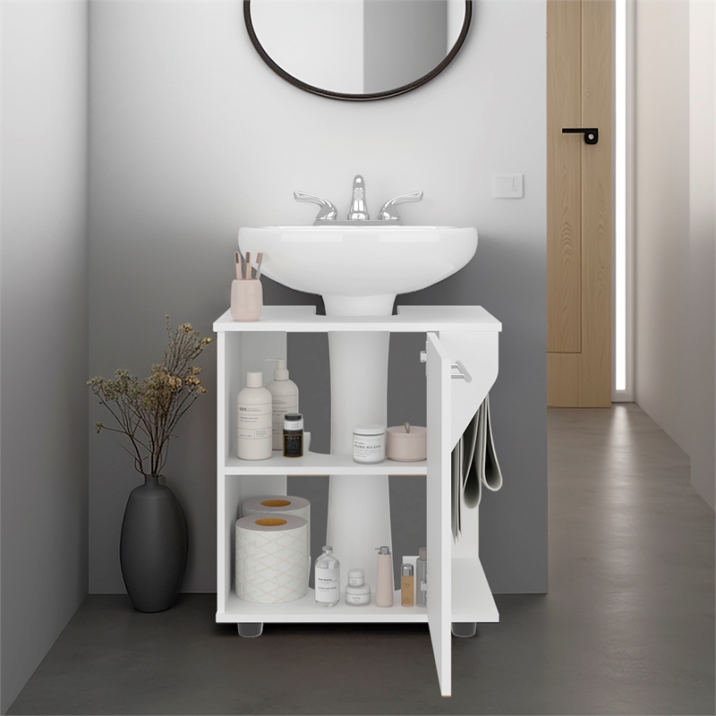 Pemberly Row Under Sink Storage Cabinet with Double Doors in White