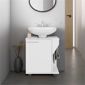 Pemberly Row Under Sink Storage Cabinet with Double Doors in White