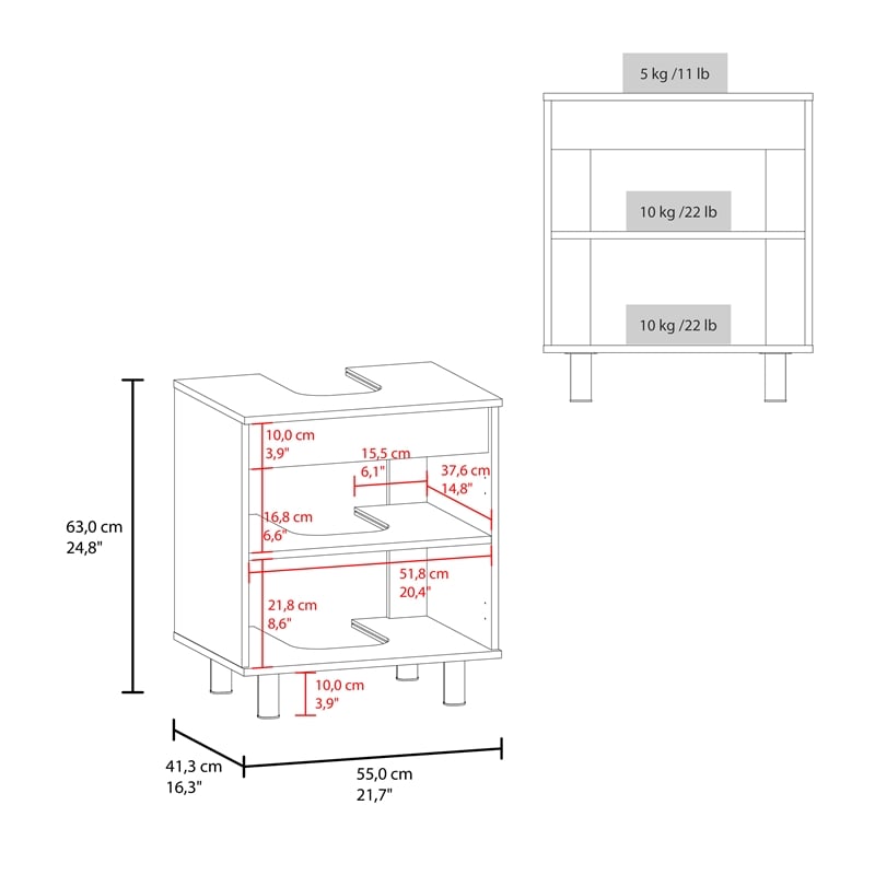 Pemberly Row Under Sink Cabinet with Doors and Shelf in White