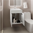 Pemberly Row Modern Compact Bathroom Vanity with Drawers in White