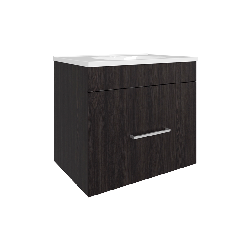 Pemberly Row One Door Bathroom Vanity with 2 Drawers in Black