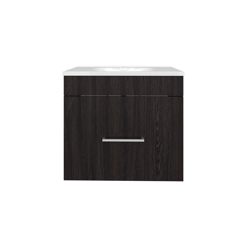 Pemberly Row One Door Bathroom Vanity with 2 Drawers in Black