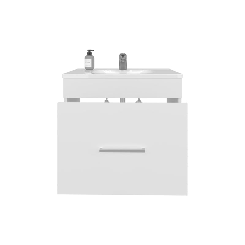 Pemberly Row One Door Bathroom Vanity with 2 Drawers in White