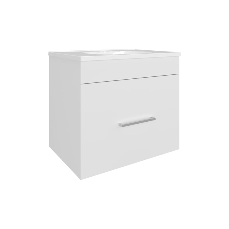 Pemberly Row One Door Bathroom Vanity with 2 Drawers in White