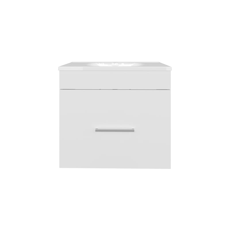 Pemberly Row One Door Bathroom Vanity with 2 Drawers in White