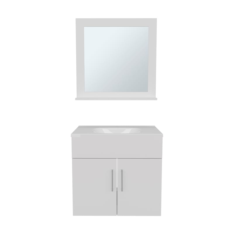 Pemberly Row Bathroom Wall Mirror Cabinet with Shelves in White