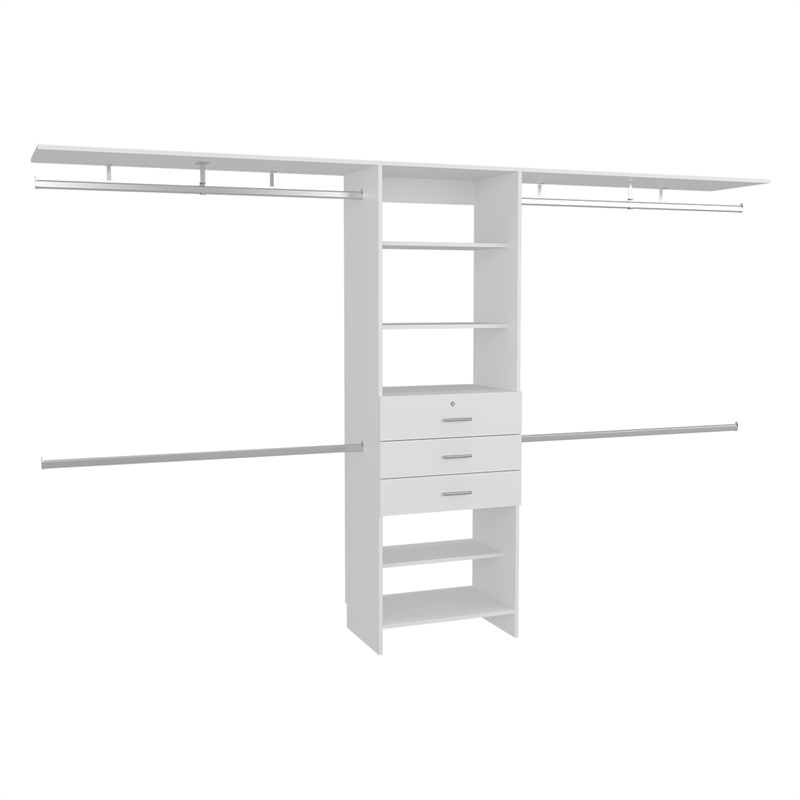 Pemberly Row Configurable Closet System with Shelves 118in Wide in White