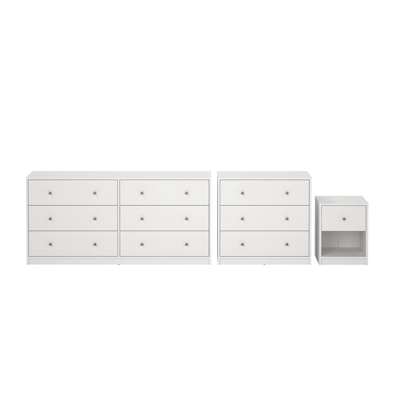 Pemberly Row White 3-Piece Bedroom Set in Engineered Wood