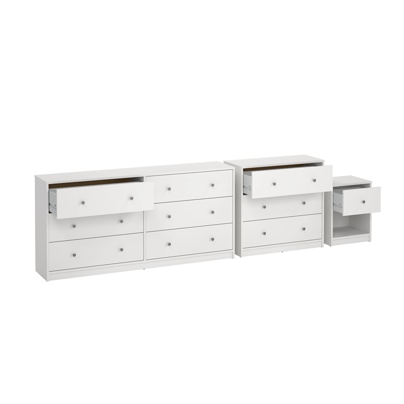 Pemberly Row White 3-Piece Bedroom Set in Engineered Wood