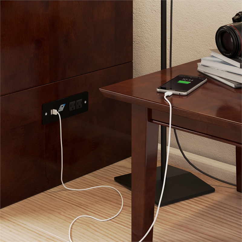Pemberly Row Twin XL Murphy Bed Chest with Built-In Charger in Walnut