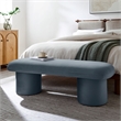 Pemberly Row Upholstered Velvet Bench in Cadet Blue with Cylindrical Legs