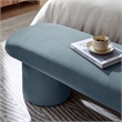 Pemberly Row Upholstered Velvet Bench in Cadet Blue with Cylindrical Legs