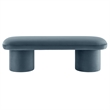 Pemberly Row Upholstered Velvet Bench in Cadet Blue with Cylindrical Legs