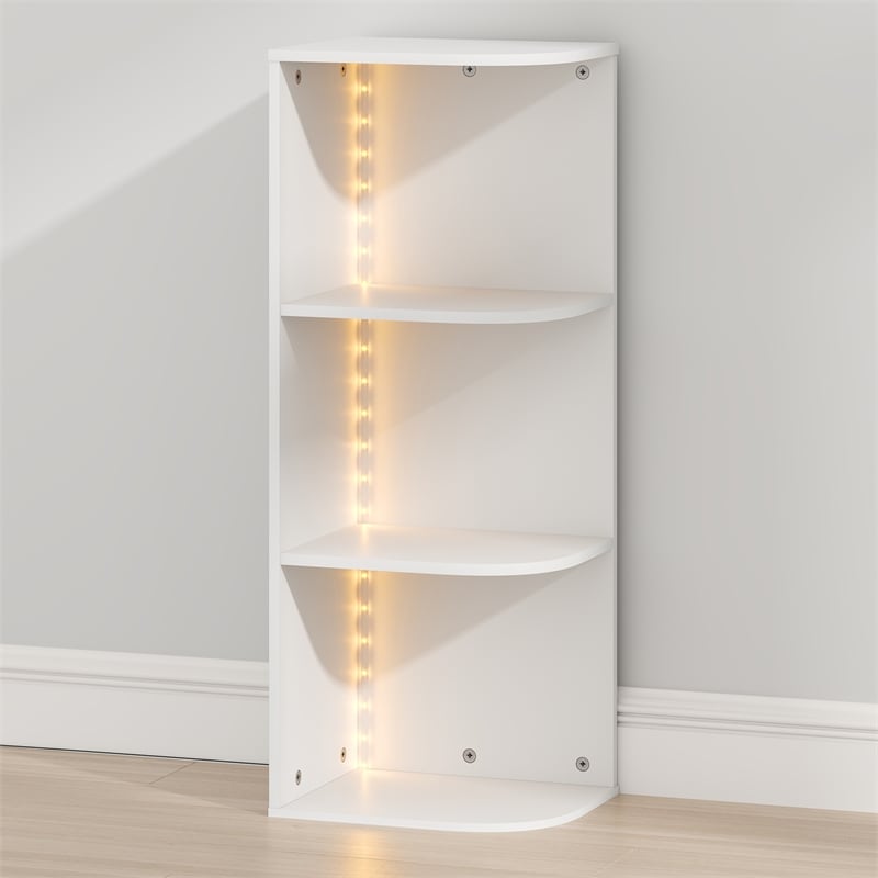 Pemberly Row 3-Tier Corner LED Closet Organizer in White Finish