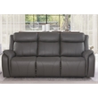 Pemberly Row Leather Power Reclining 3-Seater Theater Sofa in Gray