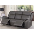 Pemberly Row Leather Power Reclining 3-Seater Theater Sofa in Gray