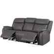 Pemberly Row Leather Power Reclining 3-Seater Theater Sofa in Gray
