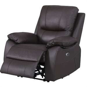 Pemberly Row Leather Power Lift Reclining Armchair Recliner in Brown