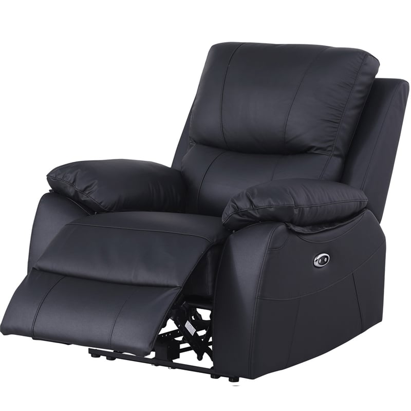 Pemberly Row Leather Power Lift Reclining Armchair Recliner in Black
