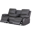 Pemberly Row Leather Power Reclining 3-Seater Sofa with Cupholder in Gray