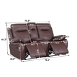 Pemberly Row Faux Leather Recliner Loveseat with Drink Holder in Brown