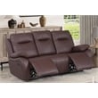 Pemberly Row Manual Faux Leather Recliner 3-Seater Sofa in Brown