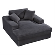 Pemberly Row Corduroy Chaise Lounge Sofa Bed with Deep Seat in Dark Gray
